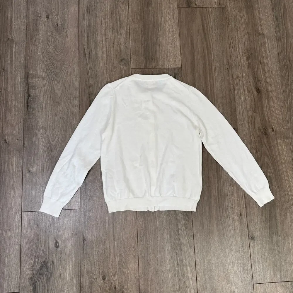 Crewcuts By J.Crew Pearl Button Casey Cardigan Girls XL Cream Crew Neck Sweater